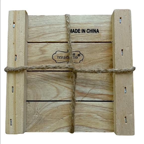 Mud Pie Wooden Pallet Coasters - “Why Limit Happy To An Hour?” NWOT - Picture 3 of 5